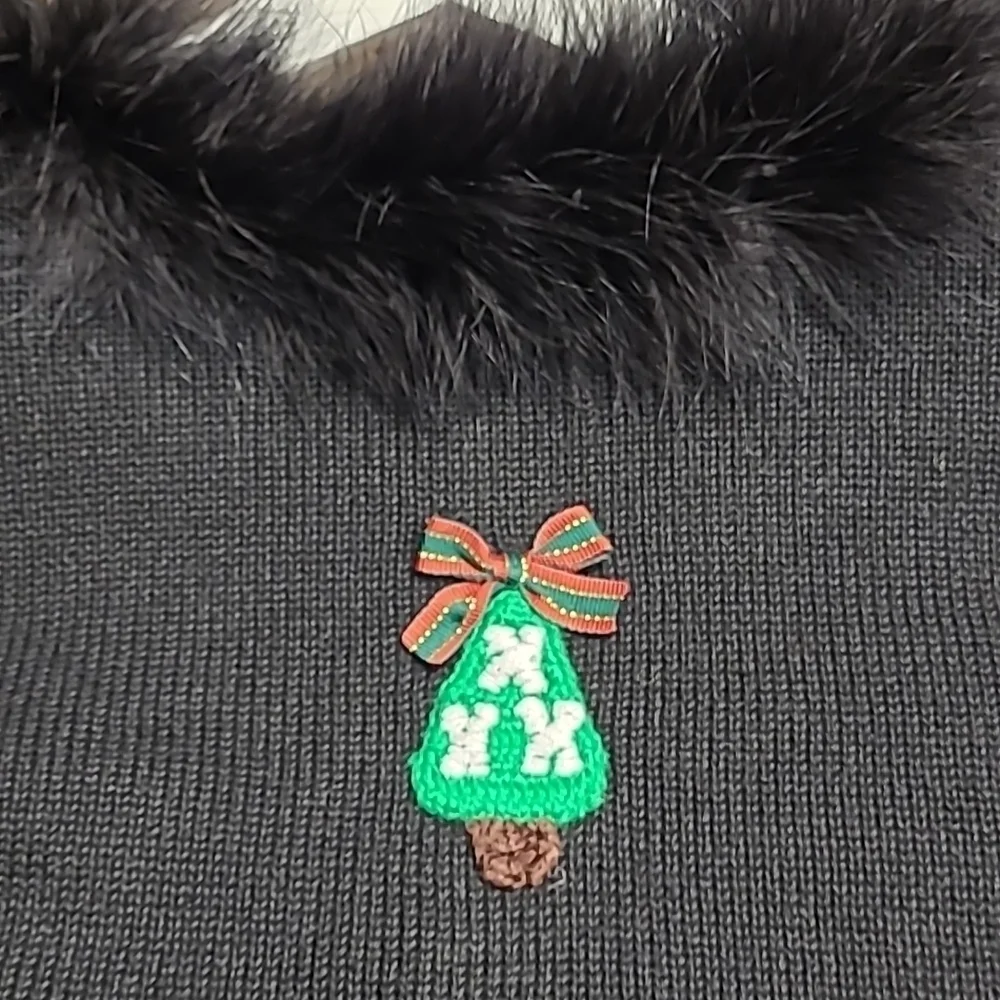Vintage Berek Boa feather Poodle Jingle Bells on Wreaths Sweater Size L. - Picture 15 of 17